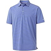 Rouen Mens Polo Shirts Short Sleeve Dry Fit Performance Moisture Wicking Causal Striped Polo Collared Golf Shirts for Men