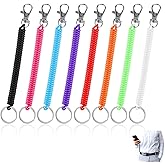 Tyqour 8pcs Retractable Spring Coil Keychain, Coiled Lanyard With Keyring Lobster Clasp, Anti-Lost Stretch Cord Safety Key Chain for Wallet Chain, Keys, Cellphone (Multicolored)