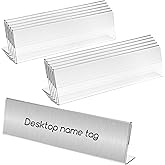 SHENLIU 12 Pack Acrylic Name Plates for Desks, 2x8 Clear Horizontal Slant Back Sign Holder Plastic Name Plate Display for Office Conference, Reusable Name Tent Holder for Business Training Event