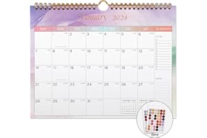 Lbylyhxc 2024 Calendar - Includes January 2024 to December 2024-18 Monthly Wall Calendar 2023-2024, 11 x 8.5 Inches.Thick Paper with Julian Dates and Block for New Year and Christmas Gifts (Colorful)