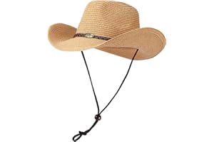 MIVBUKS Straw Cowgirl Hat for Women Cowboy Hats for Men Wide Brim Sun Hat Shapeable Western Hat Beach Hat