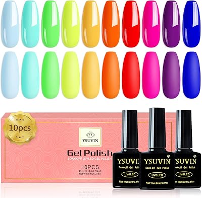 Yueshop Neon Rainbow Gel Nail Polish 10 Color 8ml Soak Off UV LED