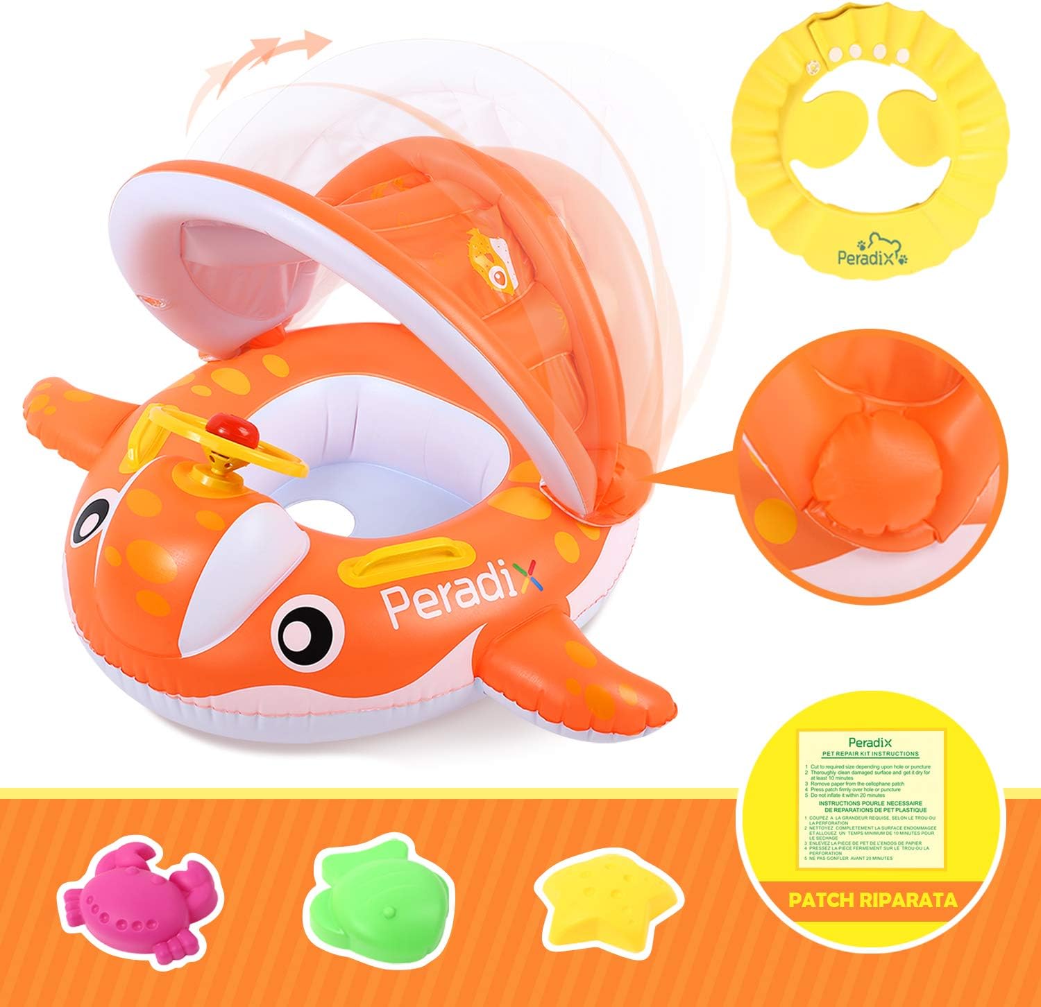 Peradix Bouee Bebe Baleine Bouee Siege Gonflable Piscine Enfant Bebes 6 36 Mois Orange Jeux De Plein Air Et Sports Jeux D Eau Et De Plage Academiaclaret Org