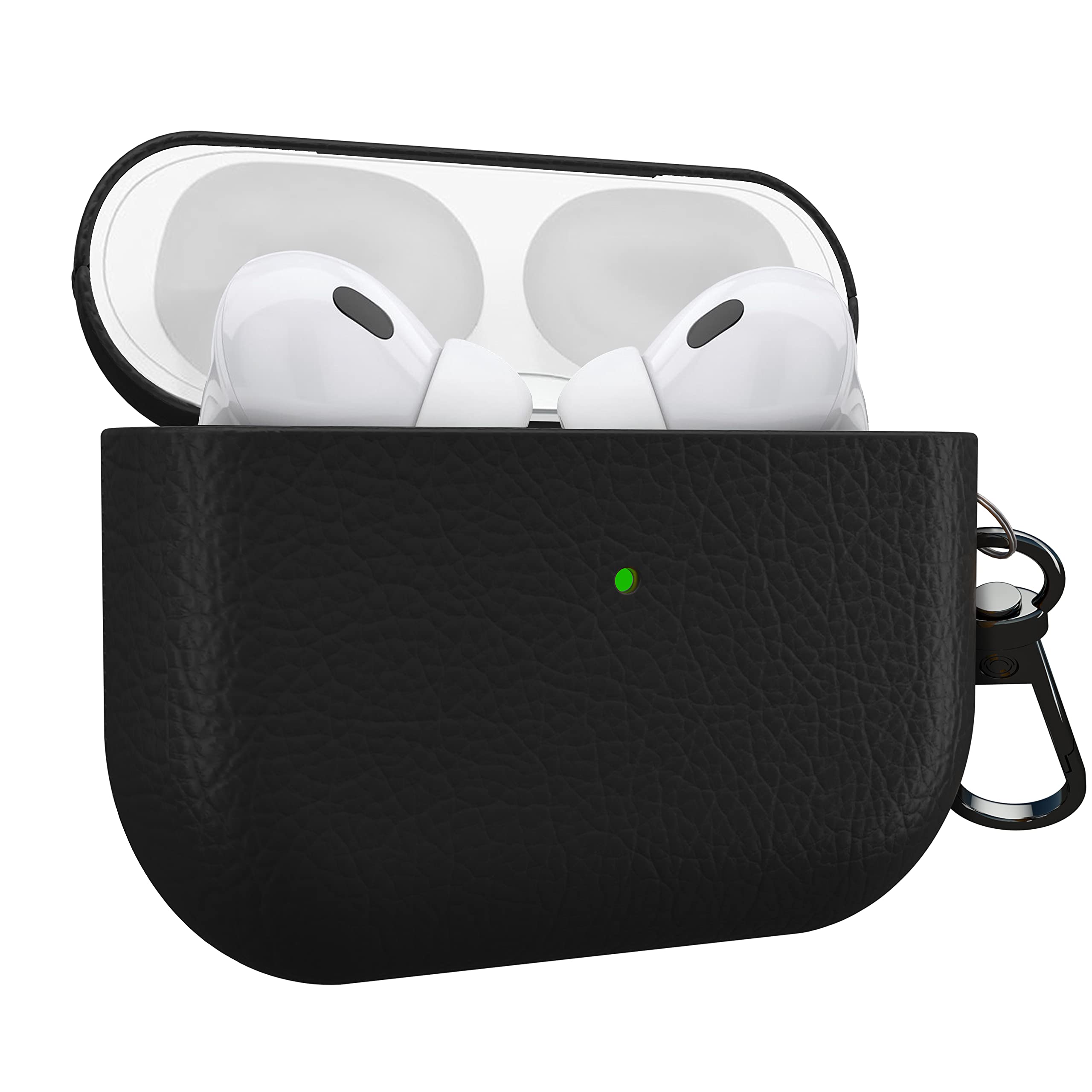 MyGadget Hard Case for Apple Airpods Pro 2nd Generation 2022 - Anti-Slip & Shockproof Cover in Synthetic Leather for Bluetooth Earphones - Skin in Black