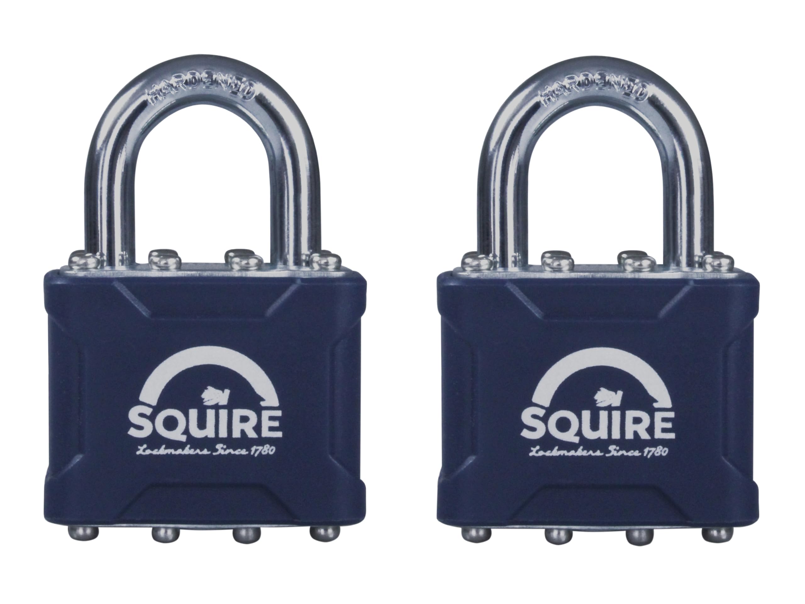 Squire 35T Henry Stronglock Open Shackle Double Locking Keyed Padlock Twin Pack, Blue, One Size