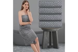 KEBURY 4 Piece Bath Towel Grey Oversized Bath Sheet 35"x70" Bathroom Towel Extra Large Bath Towel Set Soft Highly Absorbent & Quick Dry Premium Bath Towel for Bathroom 700GSM Shower Towel Spa Gym Hotel