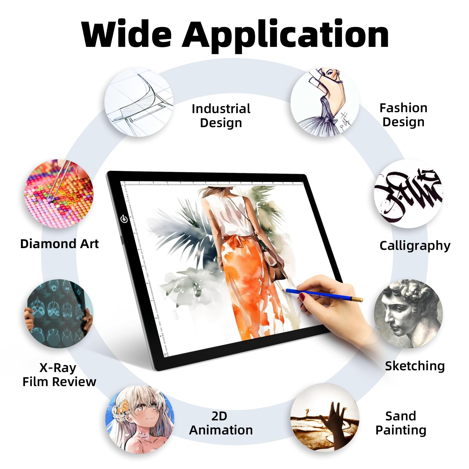 KIVOTAC A3 Tracing Light up Box,LED Light Pad Ultra-Thin USB Powered Brightness Dimmable LED Tracing Board for Drawing, Weeding Vinyl, Diamond Art, Sketching and Animation