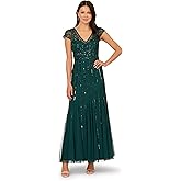 Adrianna Papell Womens Beaded Long Dress