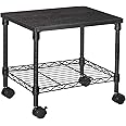 SONGMICS 2 Tier Printer Stand, Printer Table with Wheels, Rolling Printer Cart, Printer Desk with Metal Frame for Home Office, 16.1 x 12.2 x 15 Inches, Black ULGR301B01