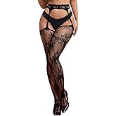 ohyeahlady Women's Fishnet Stockings Plus Size Tights Lace High Waist Suspender Pantyhose Stocking XS-5XL