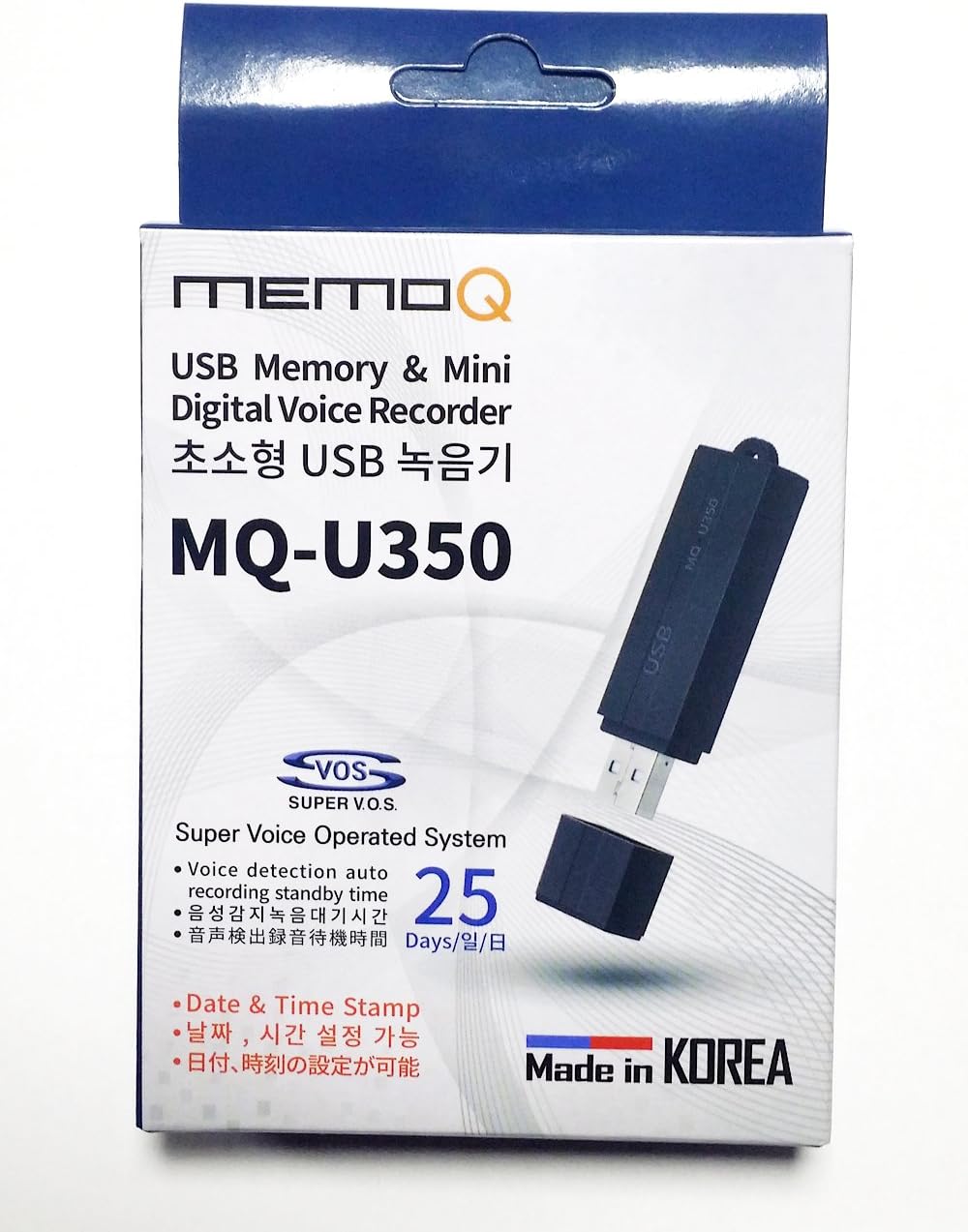 8 GB USBSpeicher & Digital Voice Recorder mqu350 Schwarz (Datum