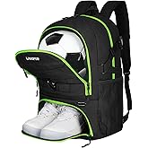 LARIPOP Soccer Backpack,Soccer Bag with Ball Holder and Shoe Compartment,Sports Equipment Training Bags Fits Basketball