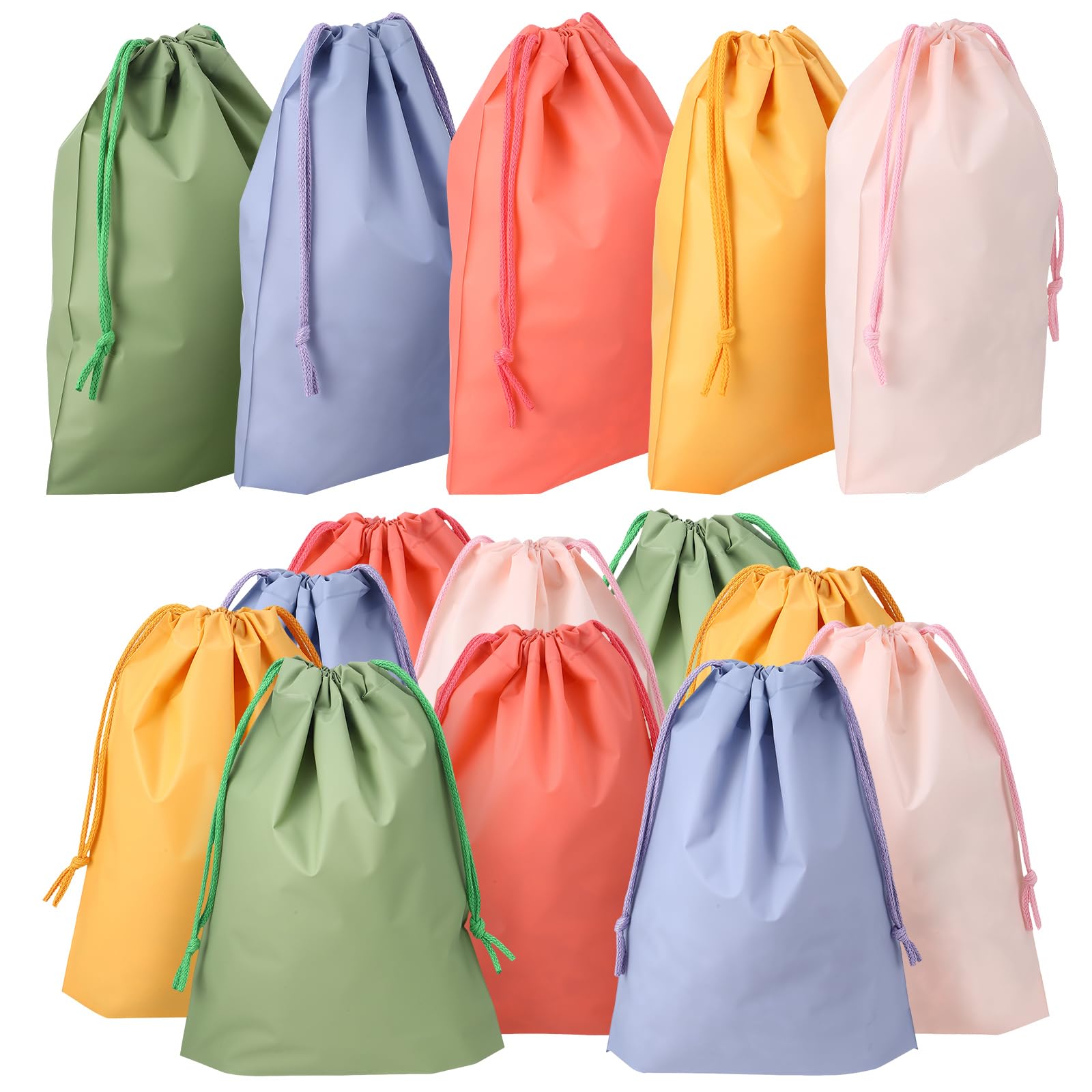 Photo 1 of Locmeo 50 Pcs Pastel Drawstring Gift Bag for Kids Reusable Plastic Gift Wrapping Goodie Treat Bags 7.87 x 9.84 Inch Fall Nature Assorted Colors for Party Favor Candy Birthday Gym Sports Travel Storage