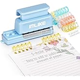Mini 5-Hole Binding Machine - IMLIKE 5 Holes Binding Machine with 16 Loose-Leaf Binding Strips - Easy to Add or Remove Papers