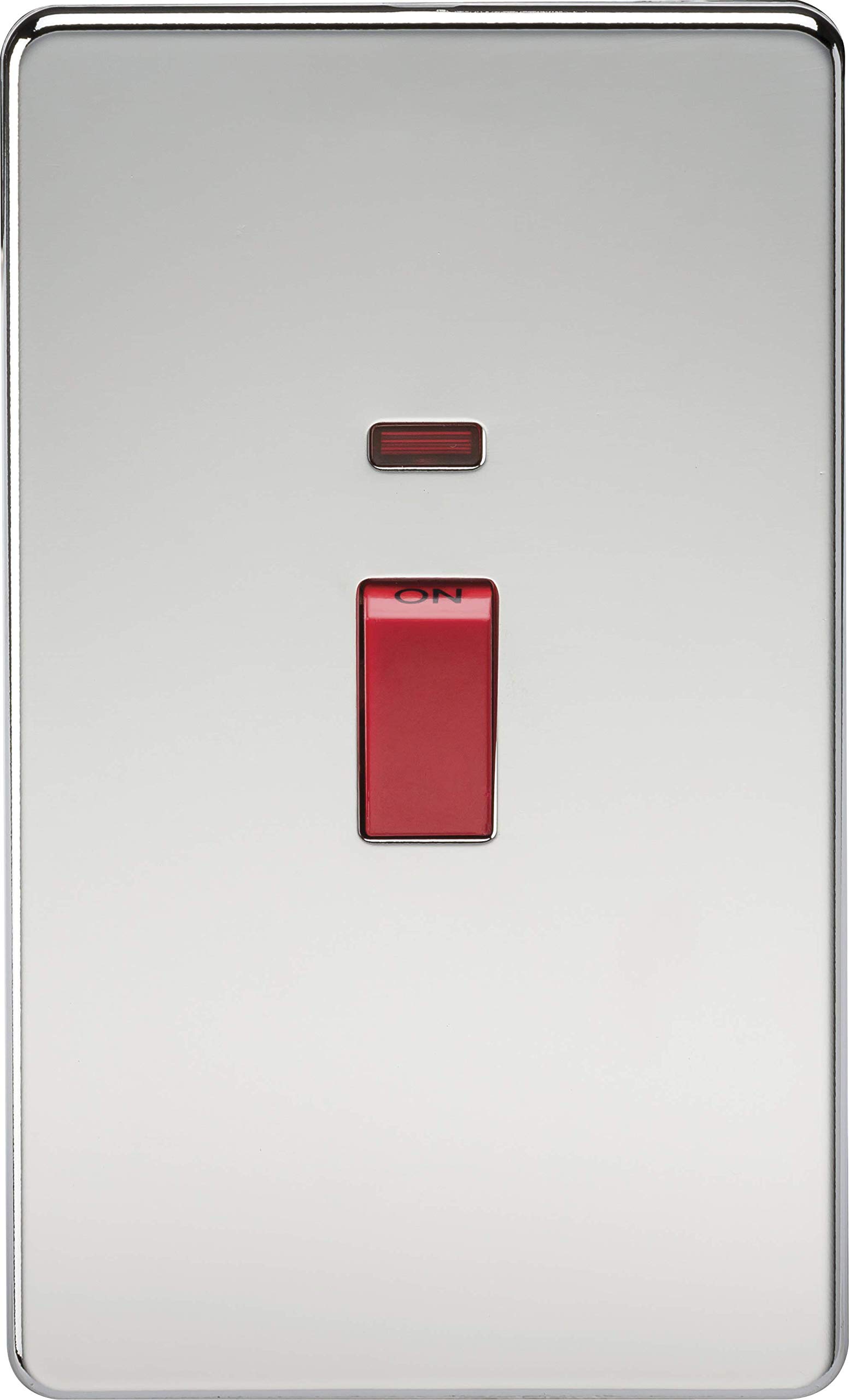 Knightsbridge SF8332NPC Screwless 45 A 2-Gang DP Switch, Polished Chrome with Neon