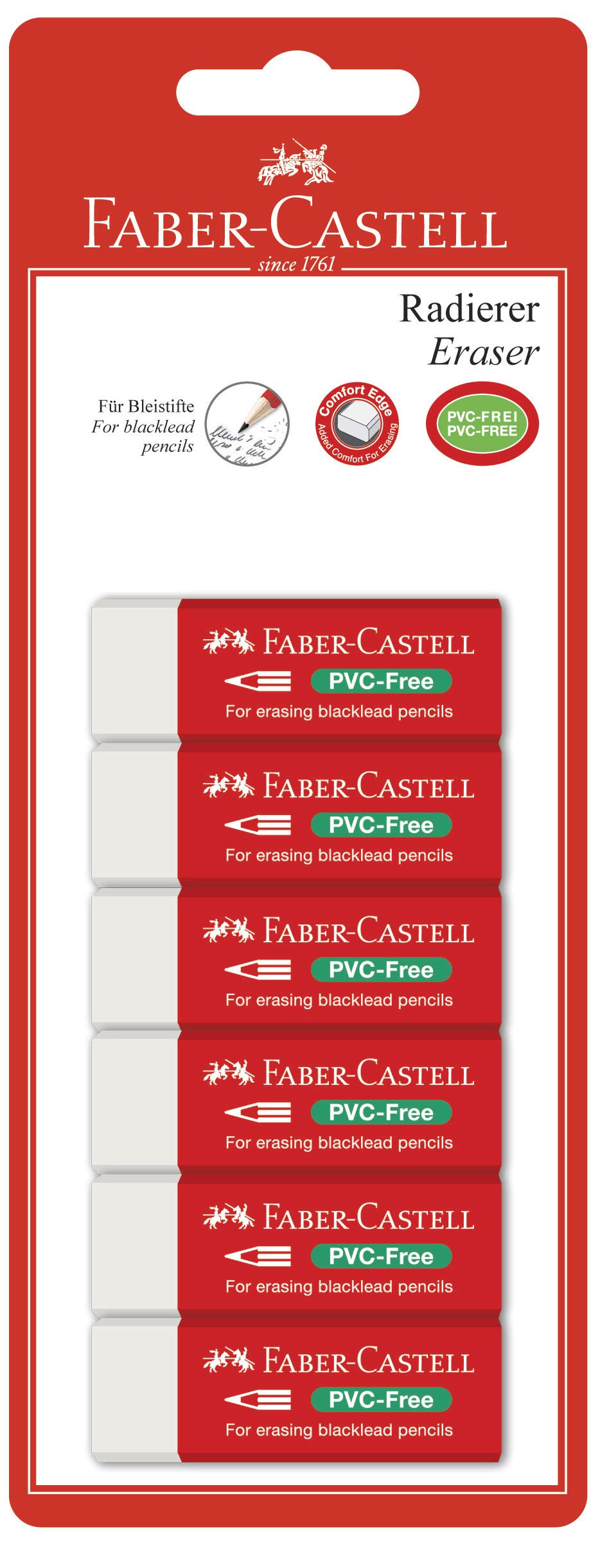 Faber-Castell 189525 PVC Eraser 7095-20 Pack of 6