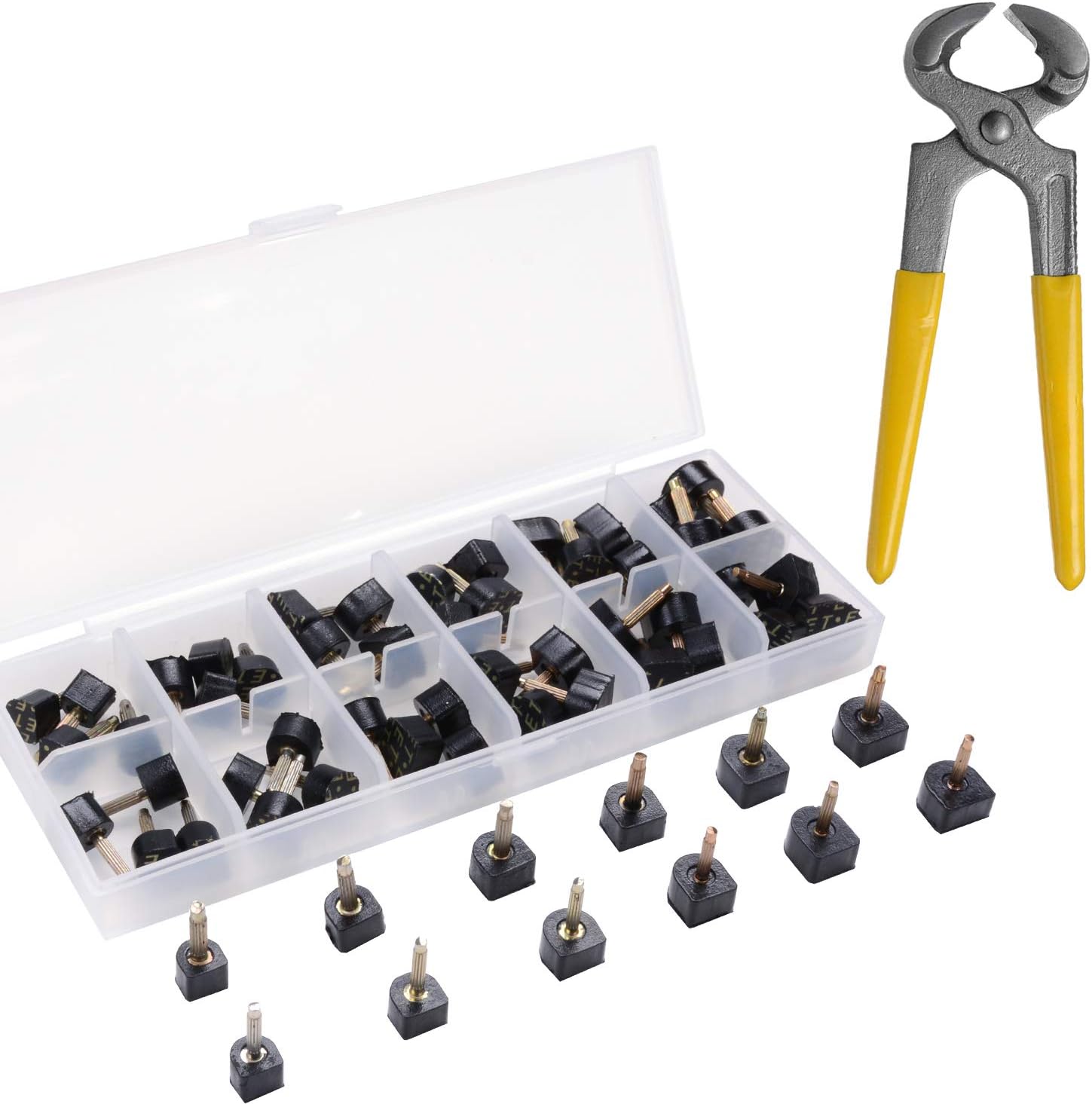 eMingo 24 Pairs High Heels Tips Replacement Shoes Repair Caps with 6 Inch Stiletto  Remove Pliers, 6 Size,8,/9/10/11/12/12.5mm,U-Shape, Black 