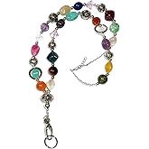 Hidden Hollow Beads Short Super Slim Beaded Breakaway Lanyard, Made in USA Petite Women, ID Holder Badge Card Holder Teacher Keys Keyring Cruise Phone 28-30"