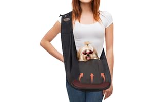 ROCKEVER Dog Sling Carriers, Upgrade Dog Sling Carrier for Small Dogs Adjustable Strap Pet Dog Sling Carrier Bag Pet Puppy Travel Bag for Outdoor (Black)