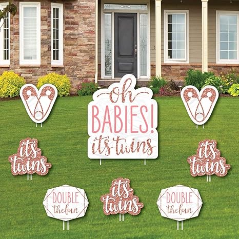 It S Twin Girls Yard Sign And Outdoor Lawn Decorations Pink