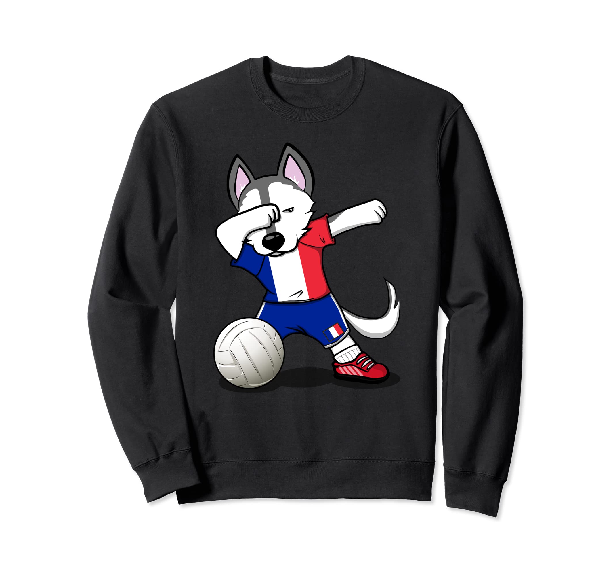 Dabbing Husky France Volleyball Fans Jersey - French Flag Sweatshirt