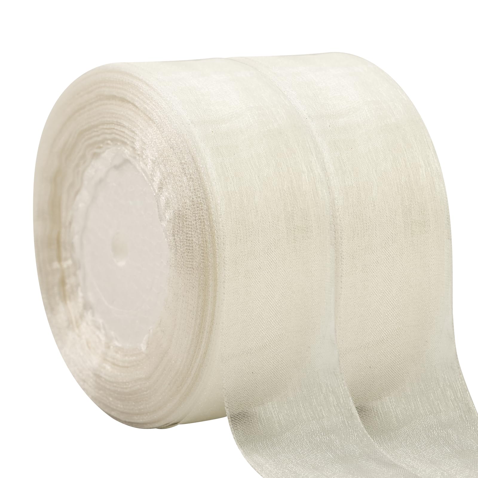 Photo 1 of 1 1/2 Inch White Organza Ribbon for Gift Wrapping, 100 Yards Craft Sheer Chiffon Ribbon for Wedding, Gift Wrapping, Holiday Decoration, Bow Making, Wreath, DIY Crafts