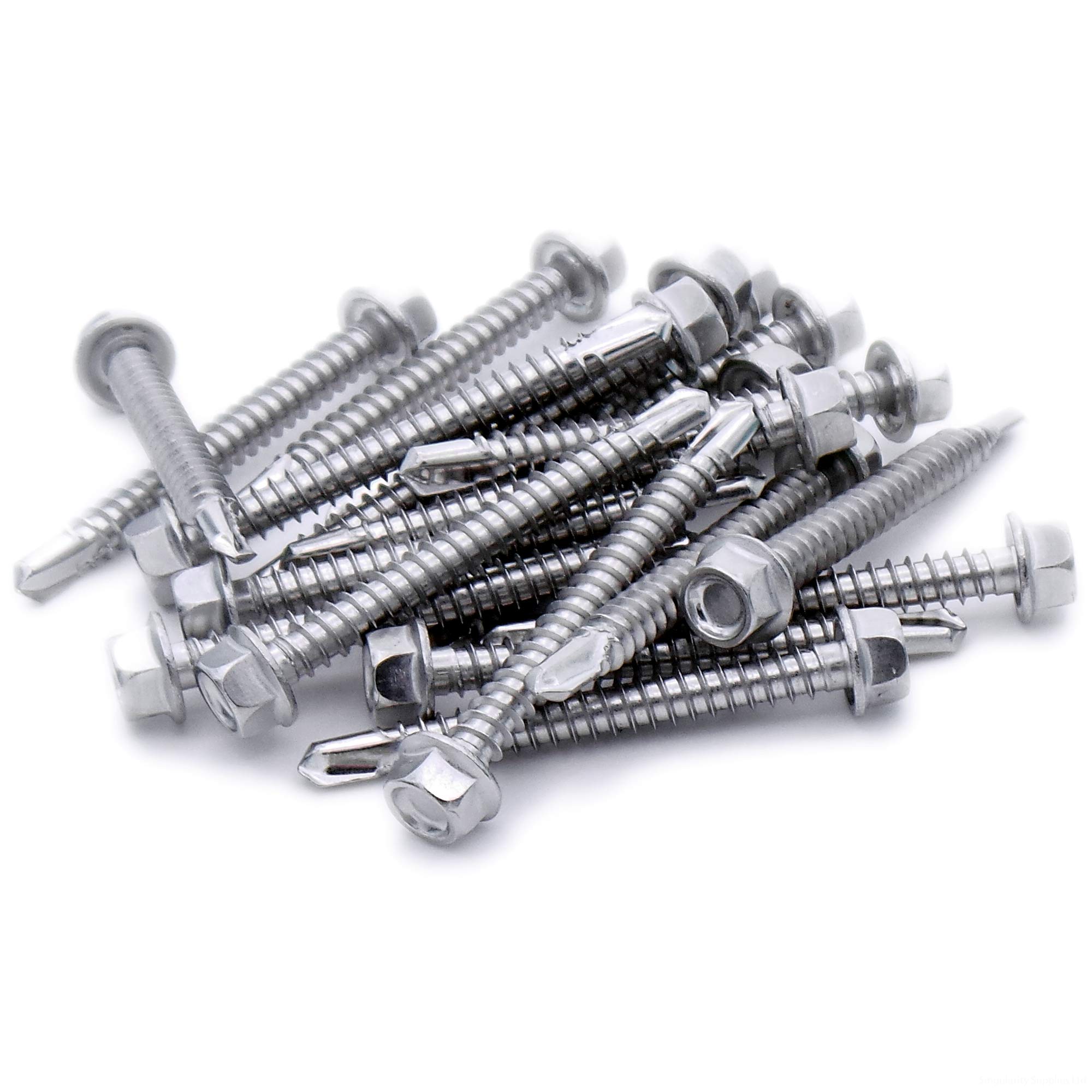 No.14 x 2 (6.3mm x 50mm) Hex Self-Drilling Screw (Flanged) - Stainless Steel (A2) (Pack of 10)