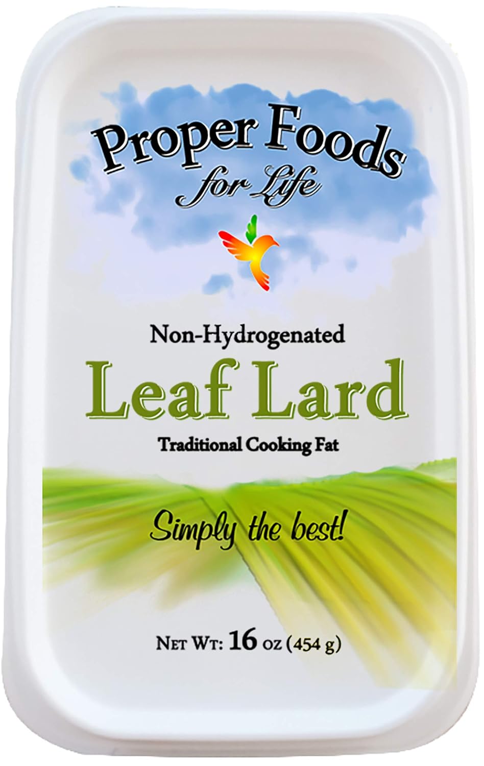 Proper Food's - 100% Pure Leaf Lard - Non-Hydrogenated - for Cooking, Baking and Frying - 16 oz