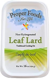 Proper Food's - 100% Pure Leaf Lard - Non-Hydrogenated - for Cooking, Baking and Frying - 16 oz