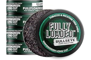 FULLY LOADED BULLSEYE Fully Loaded Chew - 5 Pack - Tobacco & Nicotine Free Wintergreen Chew. Tobacco Free dip to Help Quit Dipping, Quit Chewing, and Quit Smoking. The Best dip Alternative to Quit Tobacco.
