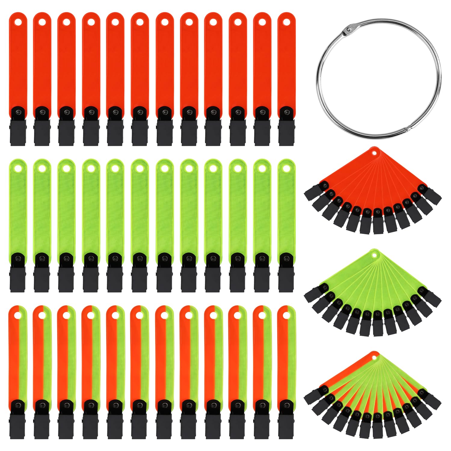 lasuroa 36pcs Reflective Trail Markers, High Visibility Trail Markers with Open Buckle Reflective Trail Marker Clips Hunting Accessories for Tree Stand Hunting Outdoor Hiking Camping