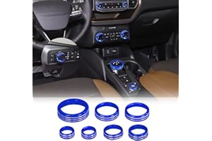 BORUIEN for 2021-2024 Ford Bronco Sport Accessories Air Conditioner AC Headlight Switch Knob 4WD Wheel Drive Trailer Gear Shift Switch Knob Cover 7PCS Blue Aluminum Alloy(Don't for Bronco)