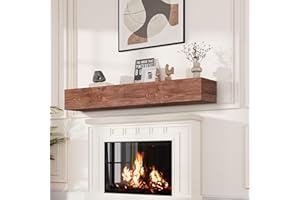 Weyderk 60 Inch Fireplace Mantel, Handcrafted Mantel Shelf for Over Fireplace, Wood Mantel with Invisible Heavy Duty Bracket, Wood Floating Shelves for Wall-Mounted, 60 Inch, Walnut