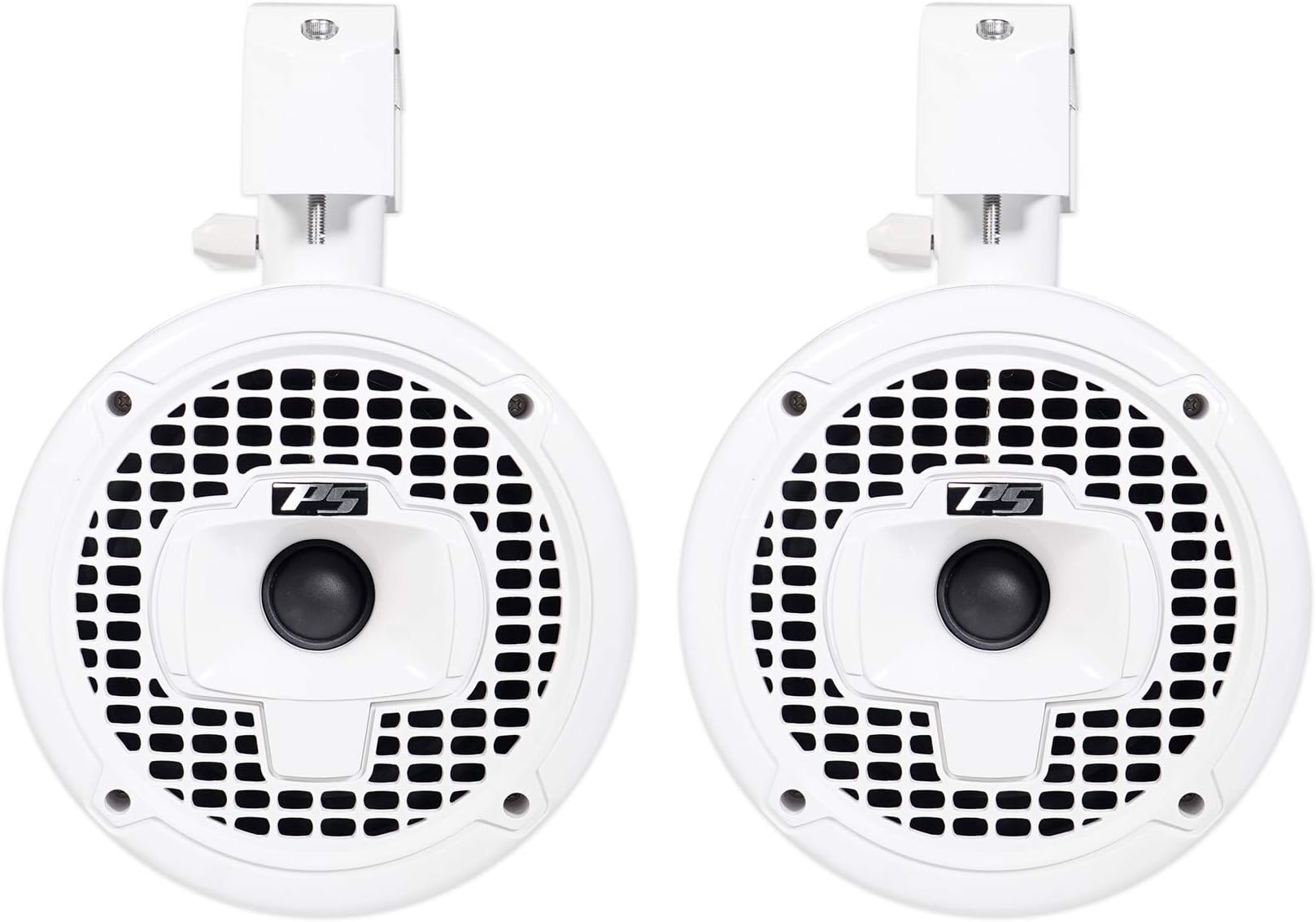 SPORT6-Wi, Power Sports 6" High Performance, Best Marine Wakeboard Tower Speakers, with Front Headlight and Blue Mood Lighting, White.