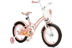 COSTIC Kids Bike for 2-8 Years Girls Bike with Training Wheels & Front Handbrake Toddler Bike Girl Bikes 12 14 16 Inch Princess Kids Bicycle with Basket Bike