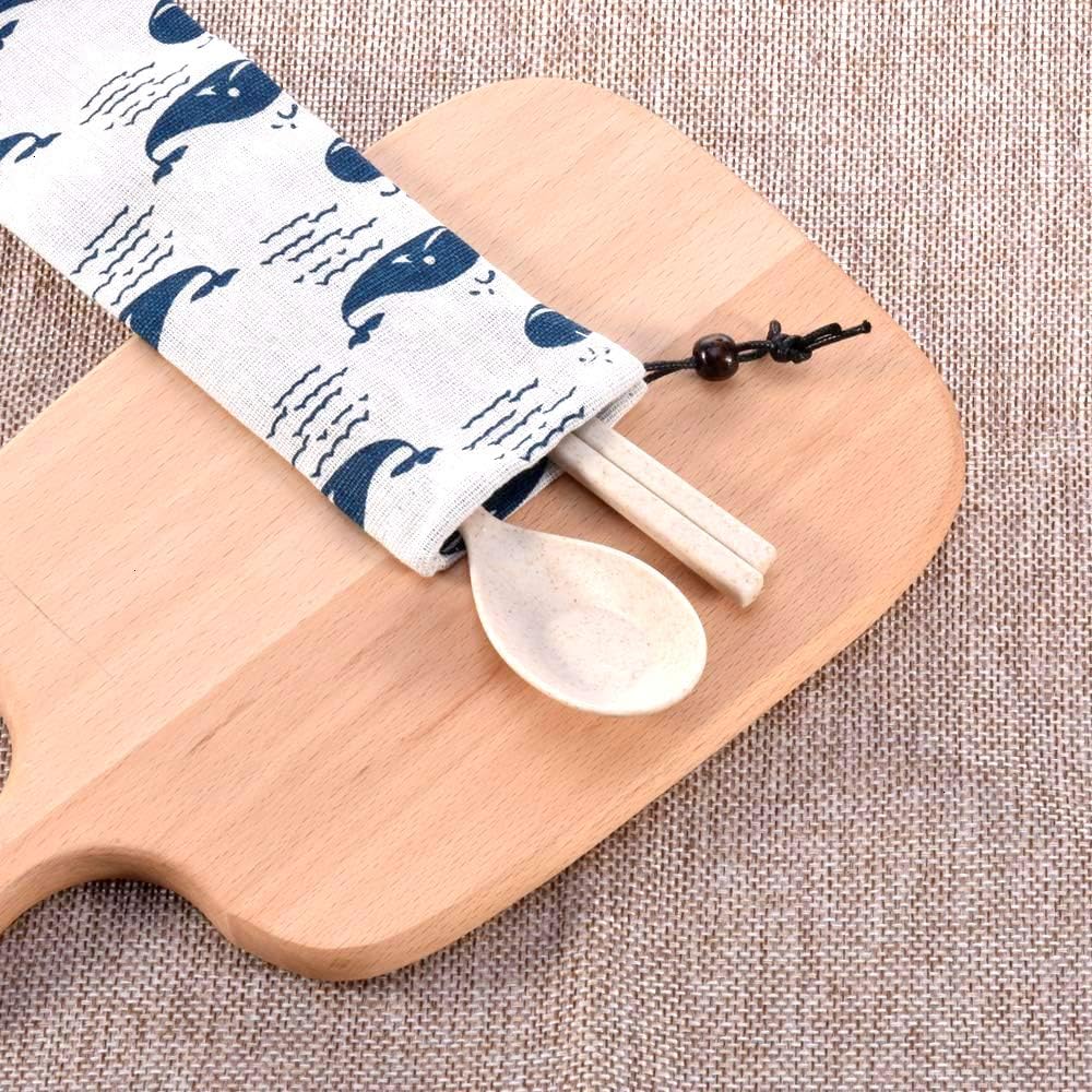 10 Pack Straw Carrying Case,CKANDAY Travel Cutlery Pouch Cloth Bag for Stainless Steel Glass Drinking Metal Straw Knife Fork Spoon Chopsticks Cleaning Brush - Image 4