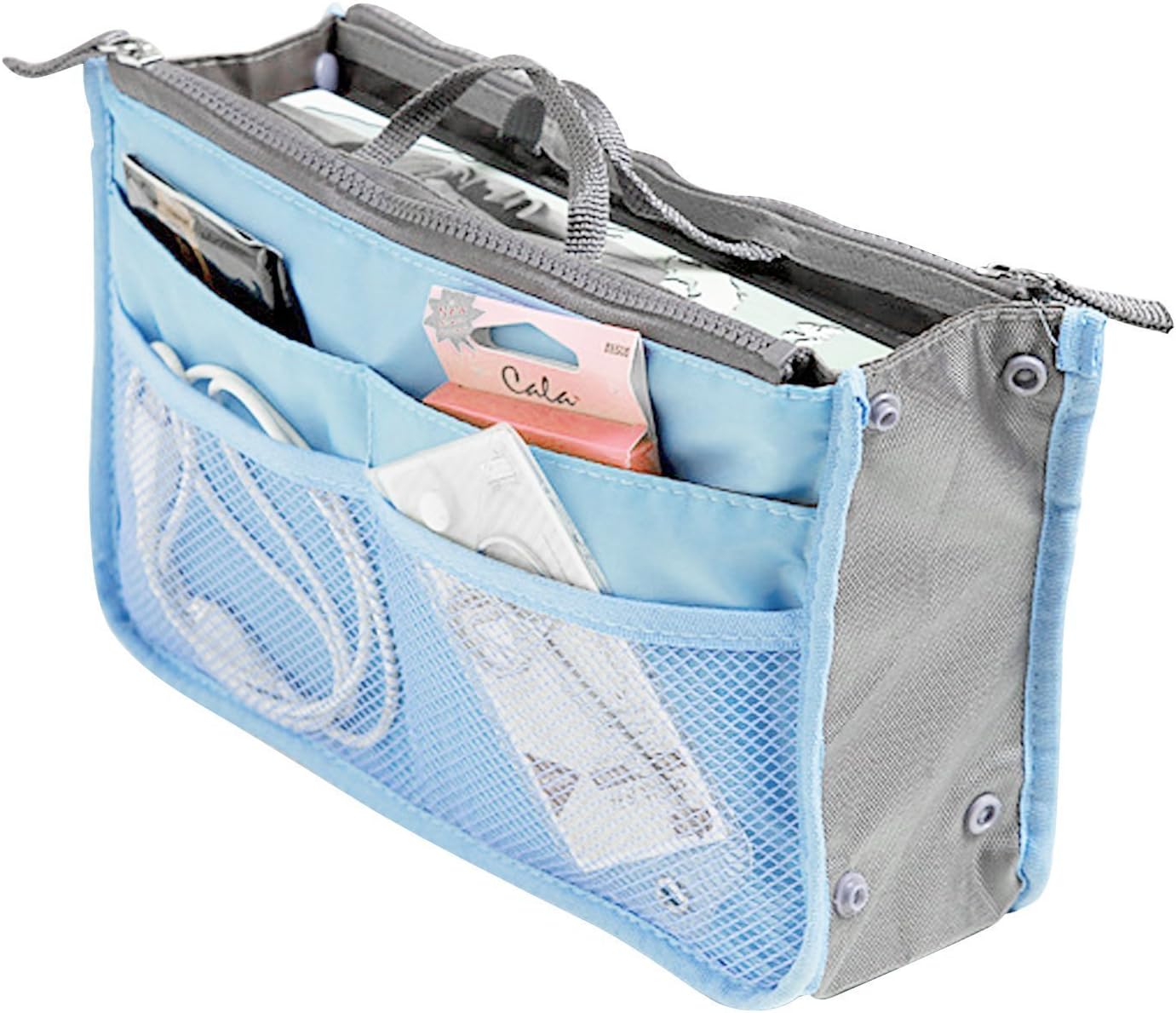 Ladies Tidy Travel Insert Handbag Cosmetic Organiser Purse Large Liner Bag Pouch (Blue)