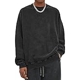 Wrenpies Oversized Vintage Crewneck Sweatshirt Men Acid Wash Cotton Baggy Trendy Streetwear Long Sleeve Shirts Pullover Tops
