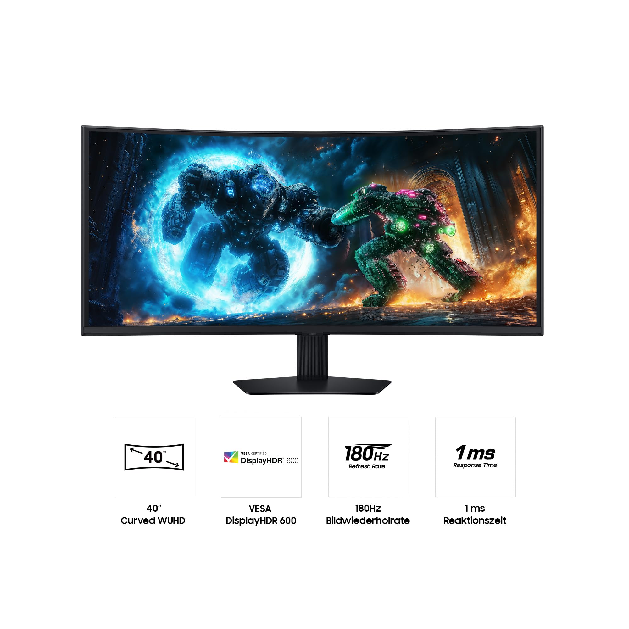 Samsung 40 Zoll Odyssey G75F 5K WUHD Curved Gaming Monitor, 5120 x 2160, 180 Hz, 1 ms (G/G), 1000R, VESA DisplayHDR 600 HDR10+, AMD FreeSync Premium Pro, Auto Source Switch+, Core Sync, LS40FG756EUXEN 4