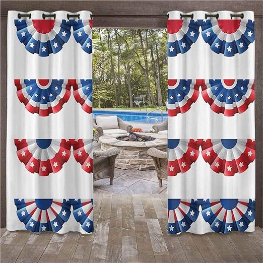 ScottDecor American Flag Decor Patio Curtains