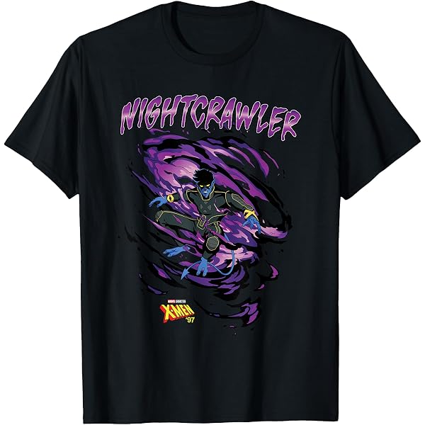 Amazon.com: Marvel X-Men Nightcrawler Leaping Into Action Logo T