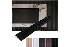 Yutianli 6-Pack Slat Wall Panel 3D WPC Grille for Walls Black Textured Wood Plastic Composite Panel Wood Strip Texture 3D Wall Panels