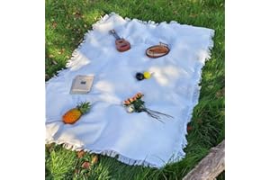 Mrchrogge Extra Large Picnic Outdoor Blanket, 70''x 70'' Foldable Blankets Gingham Picnic Mat for Beach, Camping Grass Lawn (White)