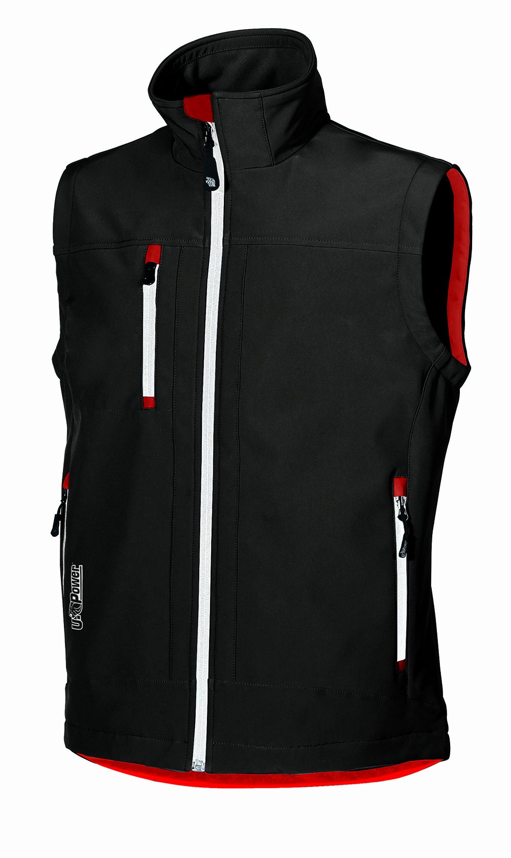 U-Power CLIMB, Softshell Gilet, Stretch Fabric, Lightweight, Windproof, Waterproof Jacket, with Full Zip, Warm Outer Wear, for Hiking, Running (Black Carbon XL)