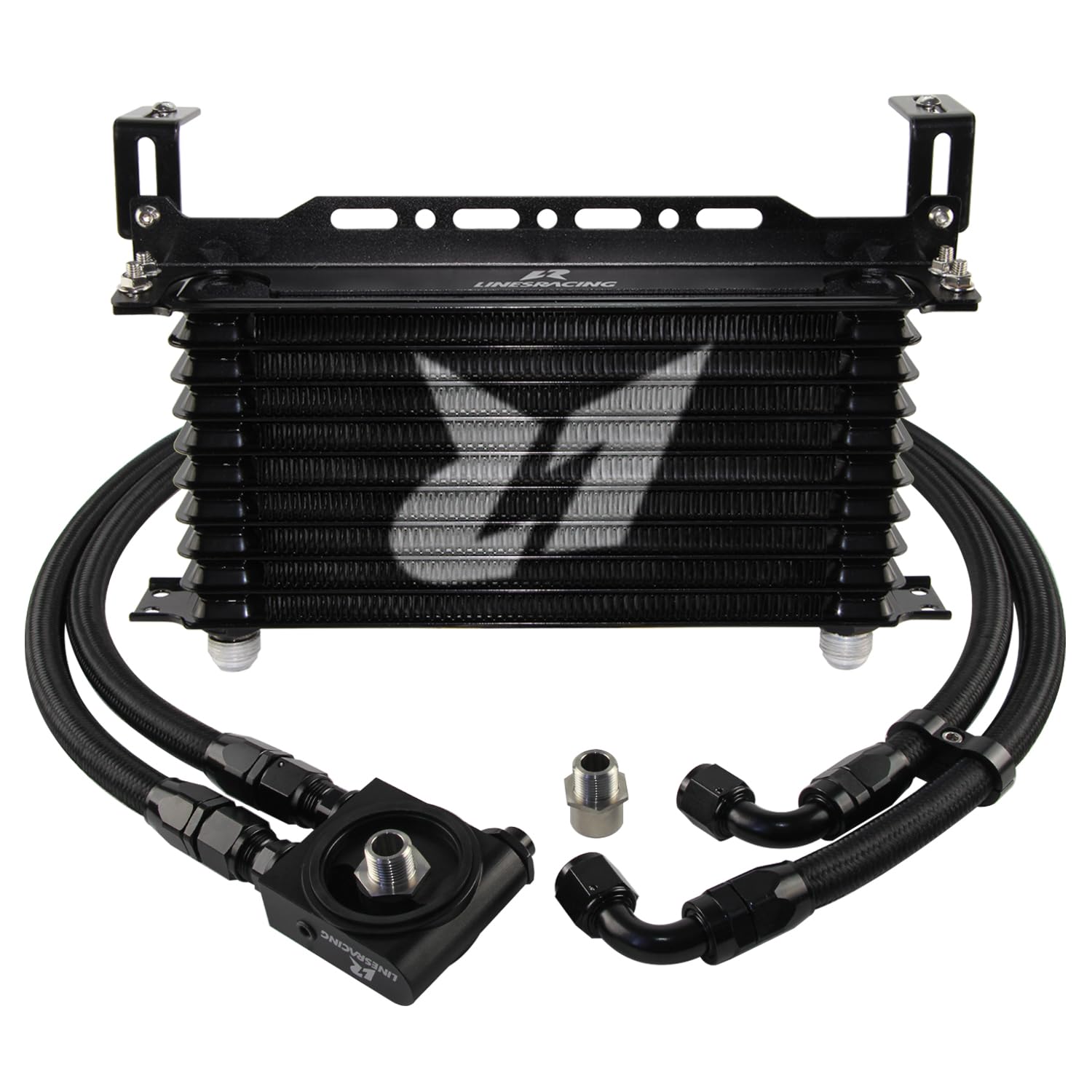Photo 1 of Universal Engine Transmission Aluminum AN10 10 Row Oil cooler Kit with Bracket +Adapter Hose Kit 3/4x16 & M20x1.5(Black, 10 Row)