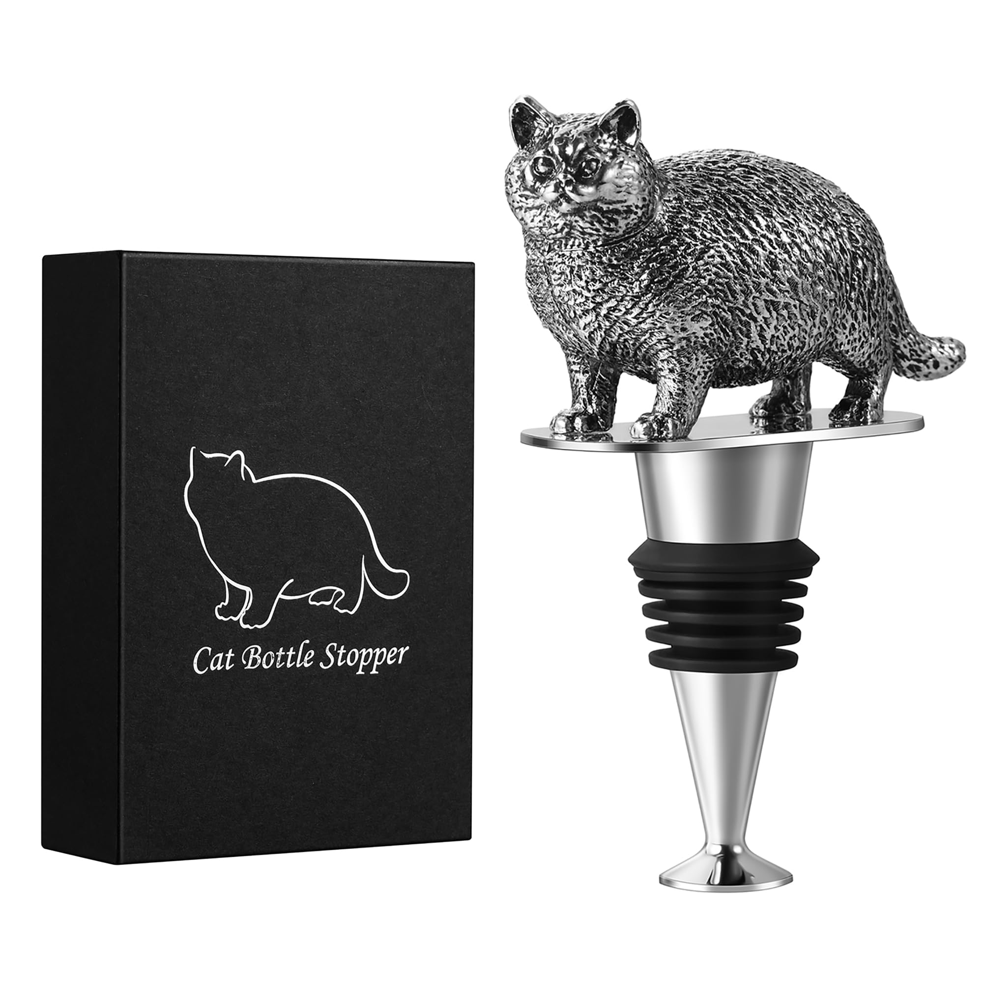 Cat Gifts Wine Bottle Stopper, Gifts for Cat Lover Gift Ideas for Women Men with Gift Box