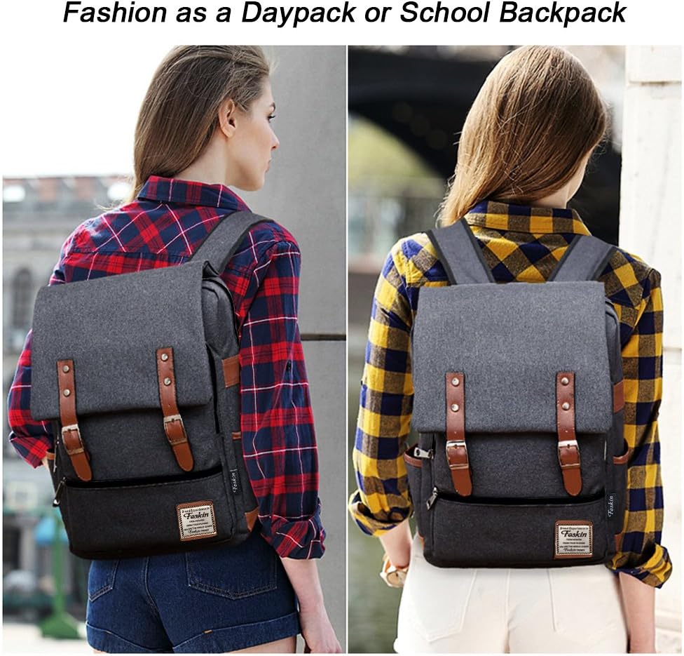 Professional Slim Laptop Backpacks, FEWOFJ Travel Daypack Casual business College Rucksack for Men Women Work, Macbook, Tablet - Black - Image 3