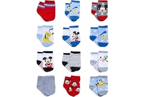 Disney Baby Boys Socks - 12 Pack Soft Newborn Baby Socks Character Prints - Cute Newborn and Infant Socks (0-24M)