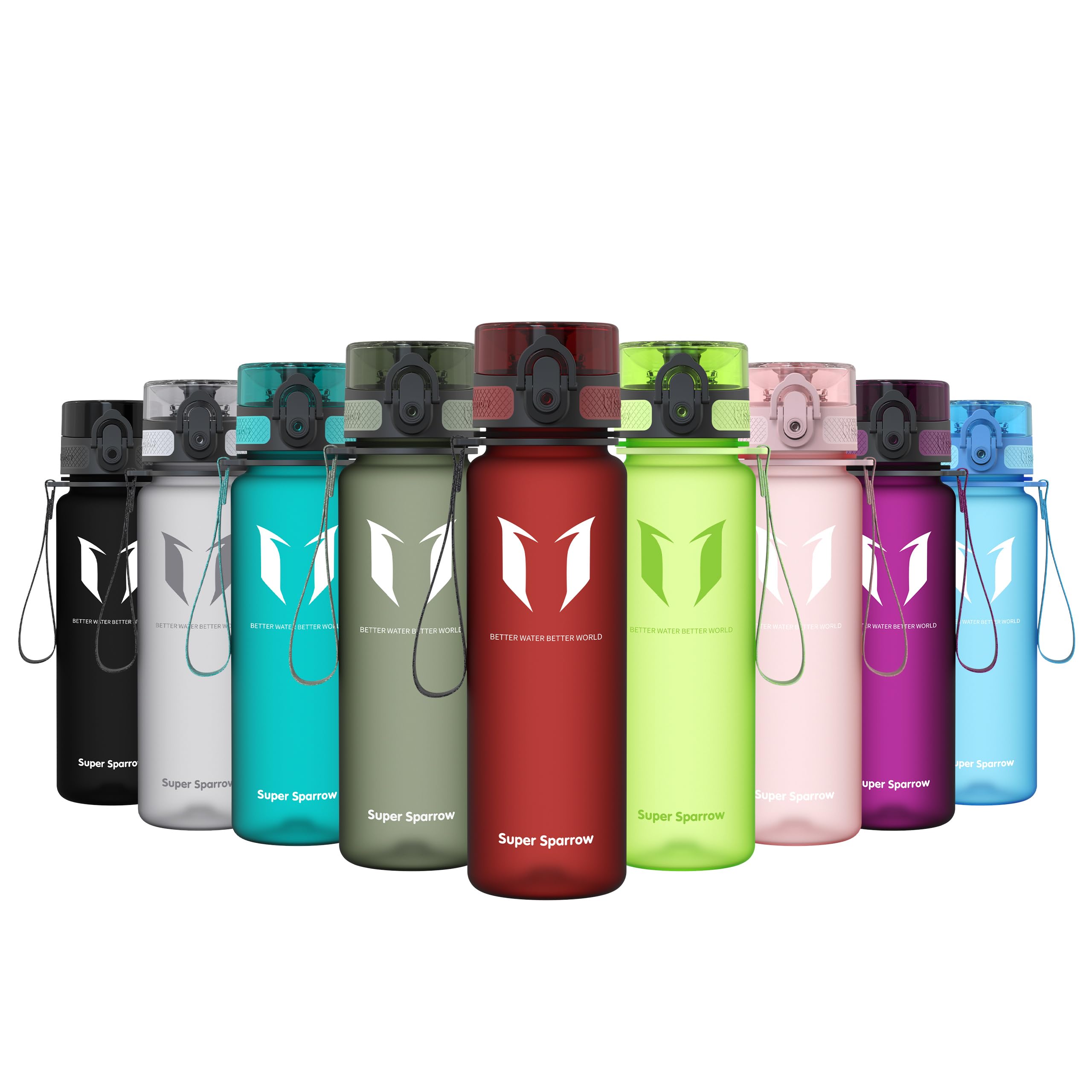 Super Sparrow Sports Water Bottle - 500ml - Non-Toxic BPA Free & Eco-Friendly Tritan Co-Polyester Plastic - For Running, Gym, Yoga, Outdoors and Camping