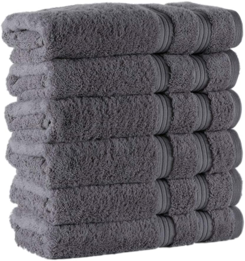 ELIYA 100% Cotton Washcloth Set, Luxury Hotel & SPA Towels for Kitchen Face Baby Bathroom, 700GSM 13 x 13 inch, Set of 6 -Grey